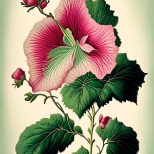Swamp Rose Mallow Wildflower Vintage Botanical 1