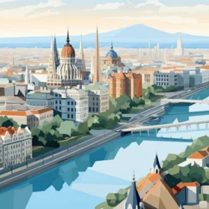 Budapest, Hungary, Geometric Illustration 3 Poster