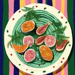 A Plate Of Figs and Fruit Top View Food Illustration 1