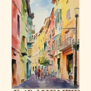 Il Dolce Far Niente Livorno, Italy Watercolour Streets 2 Poster