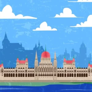 Budapest, Hungary — Retro travel minimalist art poster 1
