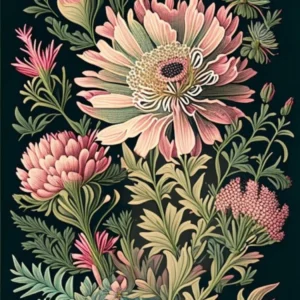 Aster 2 Floral Botanical Vintage Poster Flower Living Room Art print