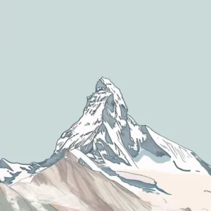Grossglockner Austria Color Line Drawing (2)