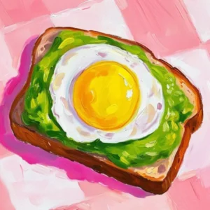 Avocado Egg On Toast Pink Checkerboard 1