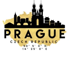 Prague Czech Republic Silhouette City Skyline Map