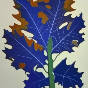 Oak Leaf Colourful Abstract Linocut