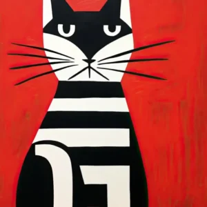 Abstracted Cat-titude: Minimalist Cubism in Feline Art