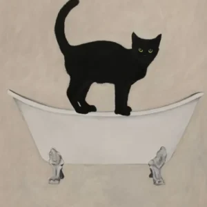 Black Cat On Bathtub Brown & Black Bathroom