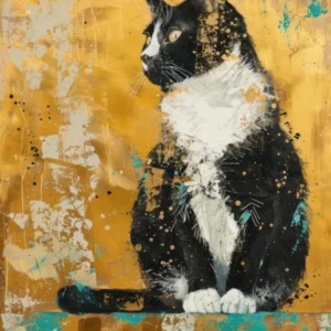 British Shorthair Cat Gold Effect Collage 4