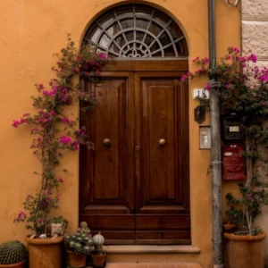 Italian Door With Cacti In Tuscany