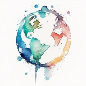 Globe Symbol 1 Minimal Watercolour