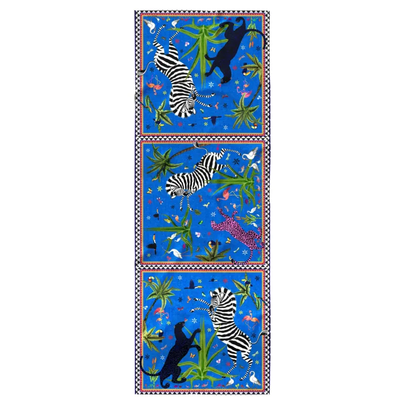 Ocelot Seidenschal Jungle Blue Negativo 200x70 luxuriöses Accessoire