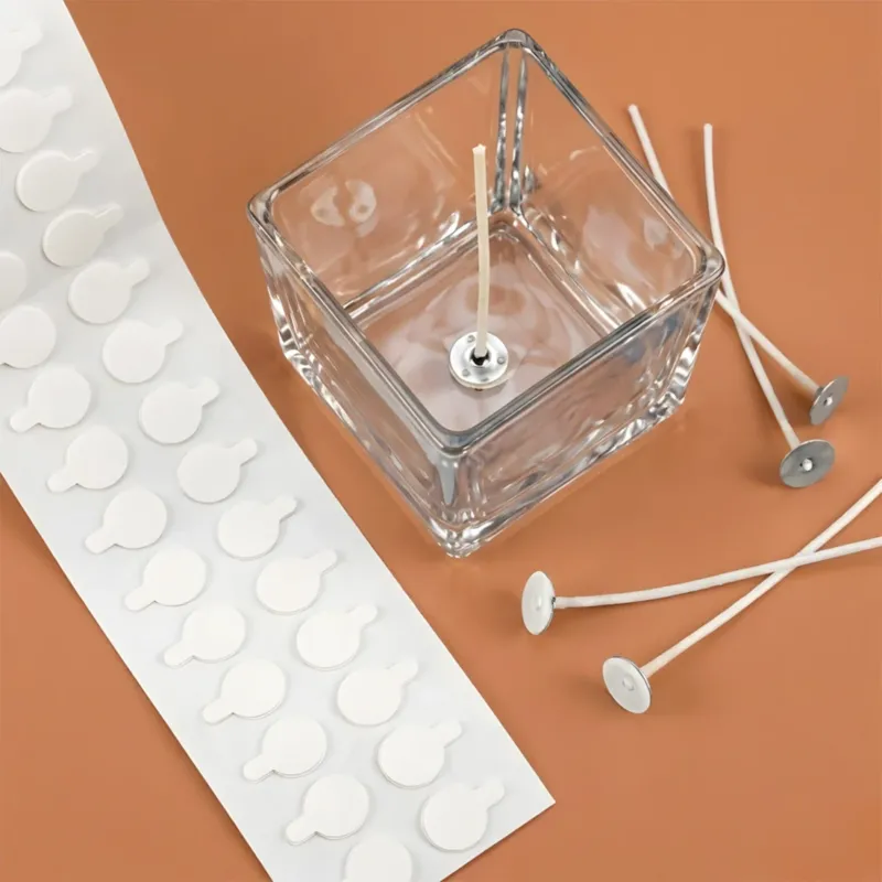 Pastilles autocollantes pour mèches kit accessoire fabrication bougie maison DIY Terre de Bougies