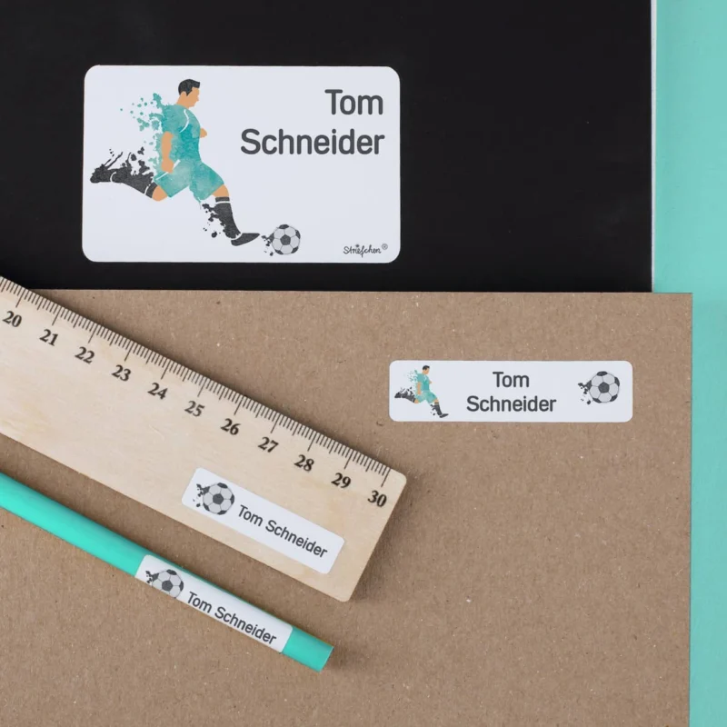 Schulaufkleber mit Fußballspieler