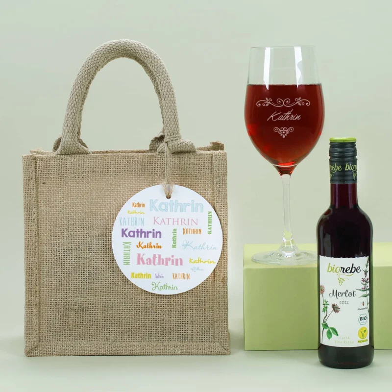 Rotwein Geschenkset mit persönlichem Weinglas