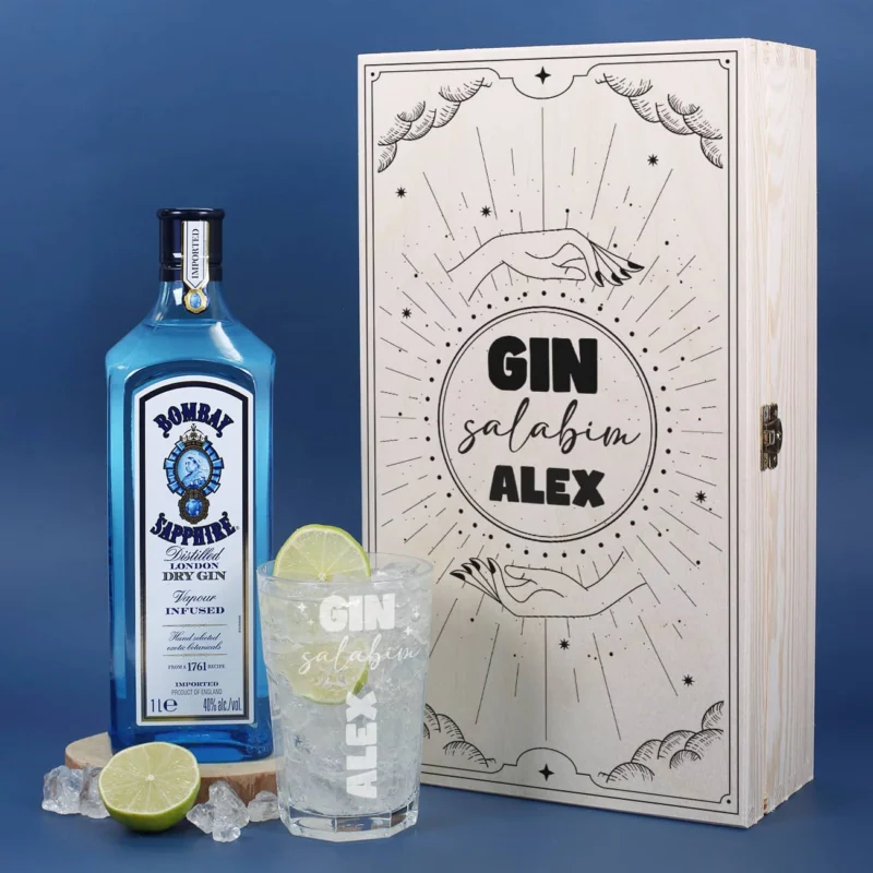 Gin Salabim Geschenkset mit Glas mit Namensgravur