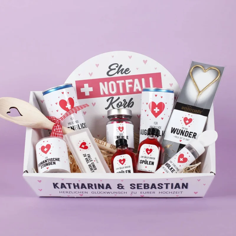 Ehe-Notfall-Korb gefüllt