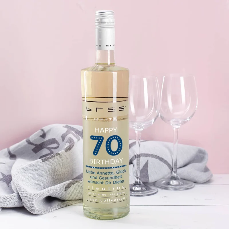 Weinflasche Happy Birthday 70