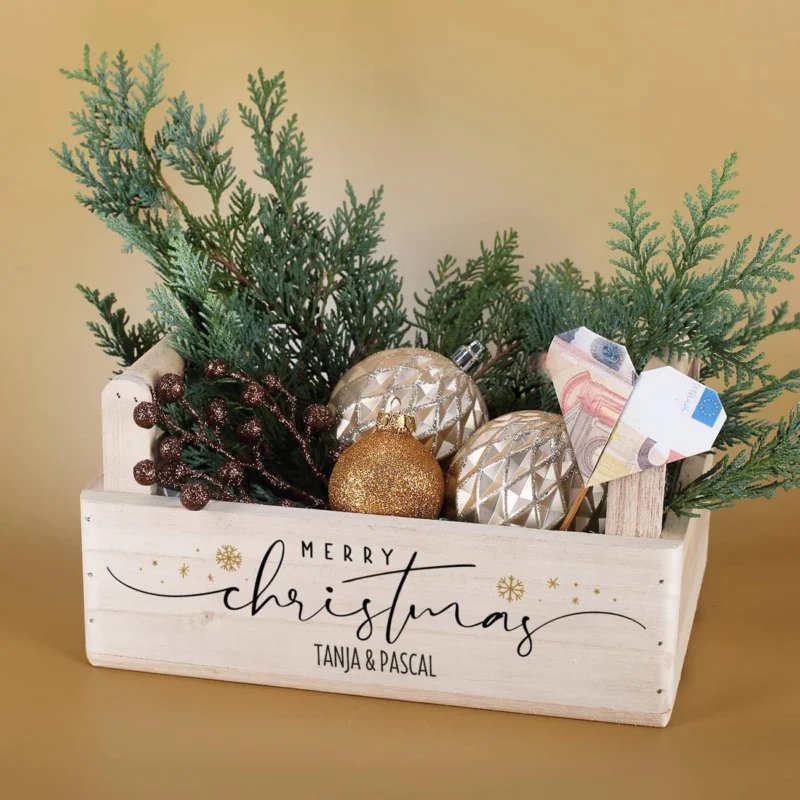 Pflanzkorb zu Weihnachten Merry Christmas mit Text personalisiert