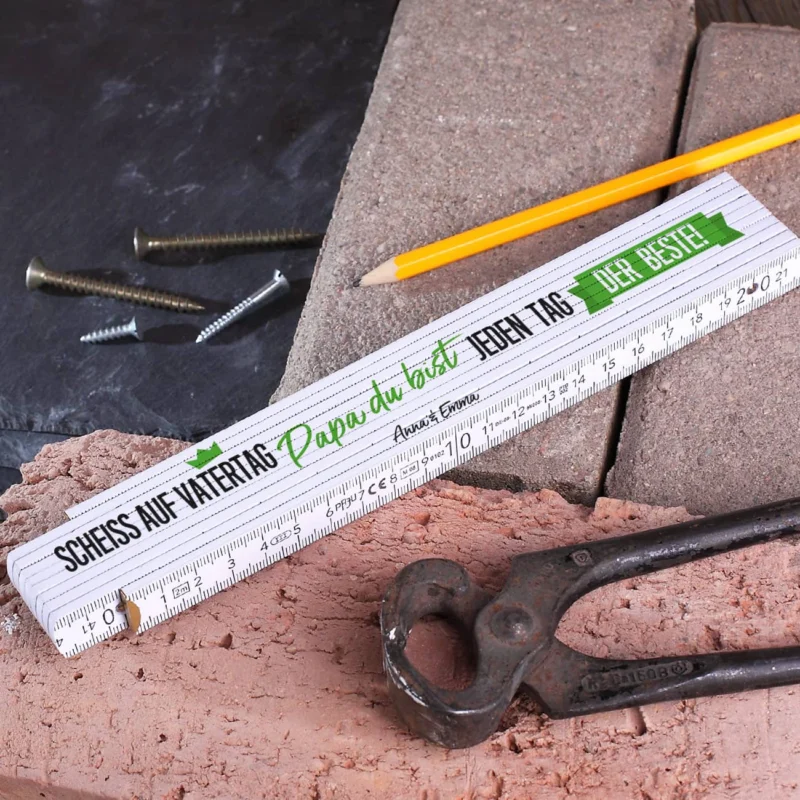 Zollstock zum Vatertag - Du bist jeden Tag der Beste! mit Wunschtext
