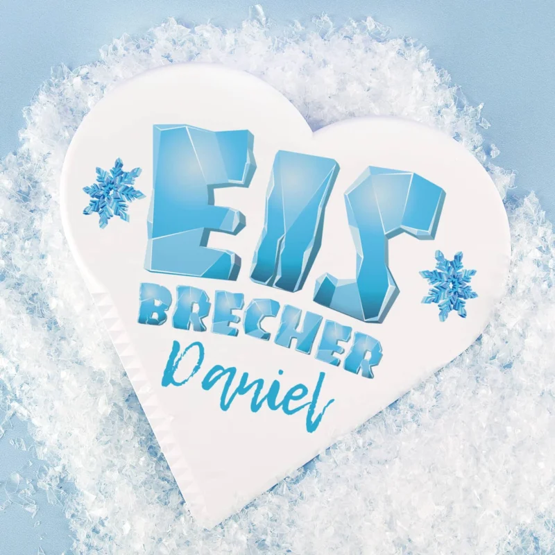Eiskratzer in Herzform mit Eisbrecher-Aufschrift und Name nach Wunsch