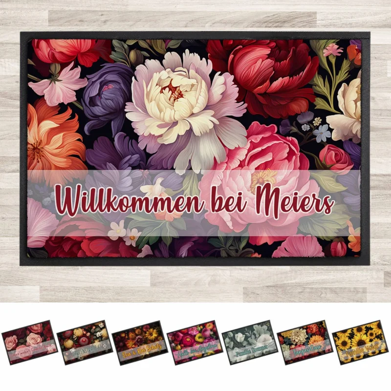 Bunte Blumen-Fußmatte - acht verschieden Motive
