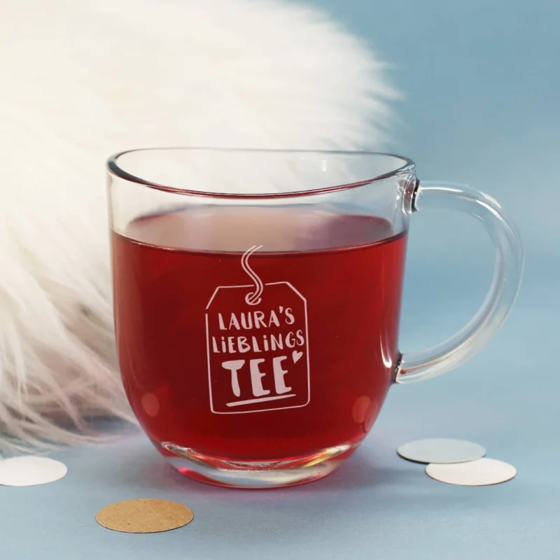 Teeglas graviert mit Lieblingstee Motiv und Name