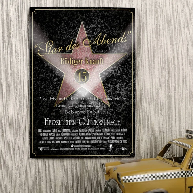 Star des Abends Blechschild mit Personalisierung