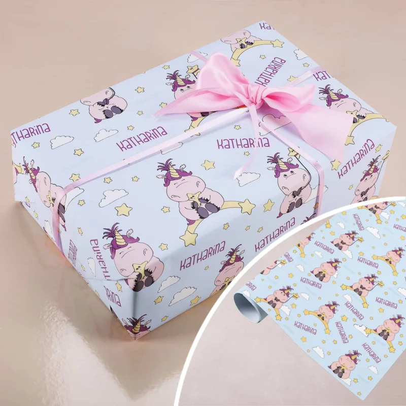 Knuddelhorn-Geschenkpapier mit Wunschname