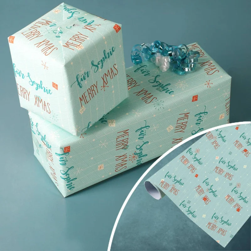 Geschenkpapier mit zwei Zeilen Wunschtext