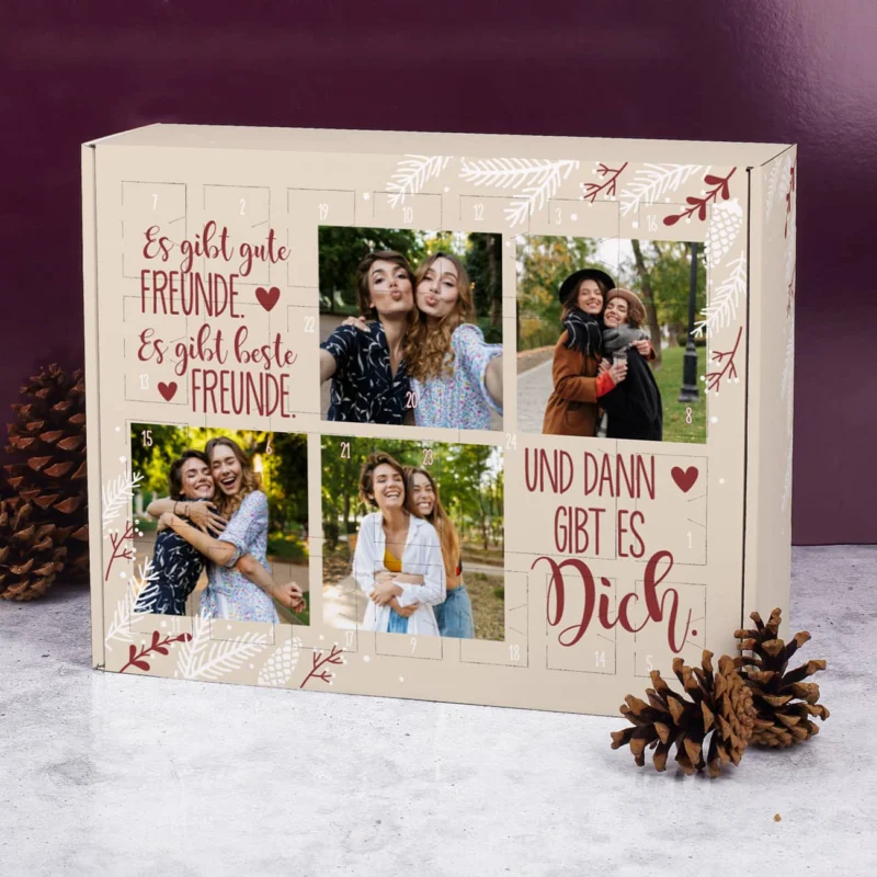 Weihnachtskalender für die beste Freundin mit 4 Fotos