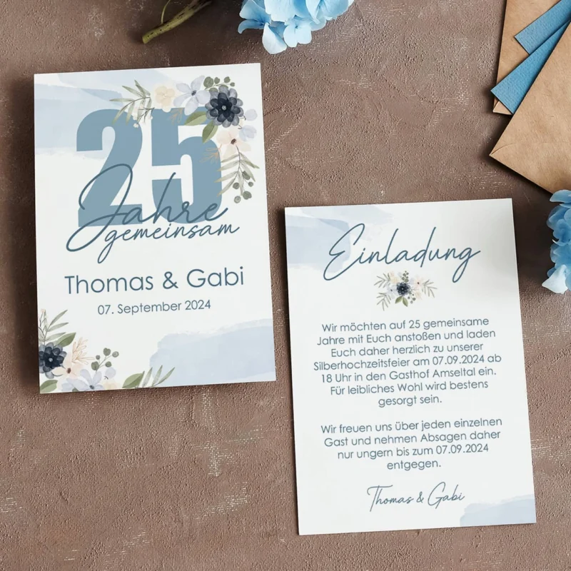 Einladungskarte Silberhochzeit mit Personalisierung