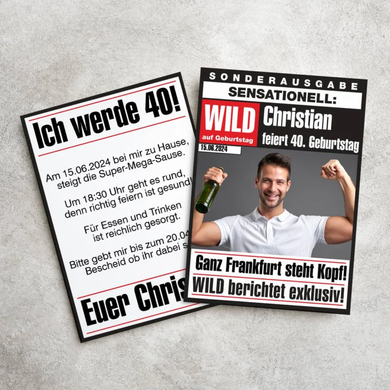 Lustige Einladung zum Geburtstag personalisiert mit Foto & Text