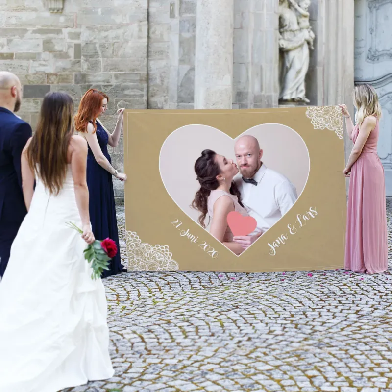 Großes Textilbanner zur Hochzeit
