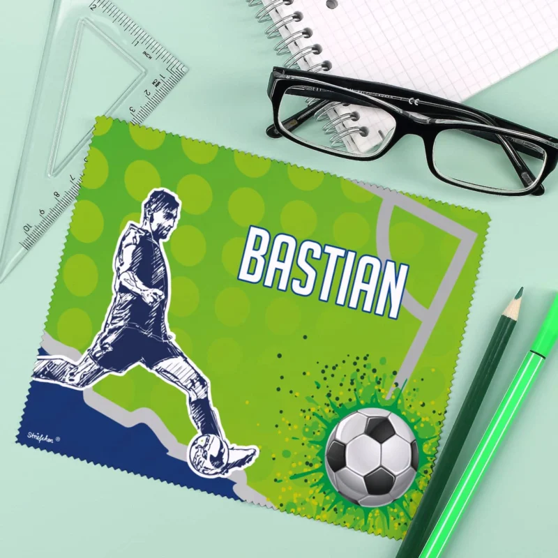 Brillenputztuch für Fußballer mit Wunschname