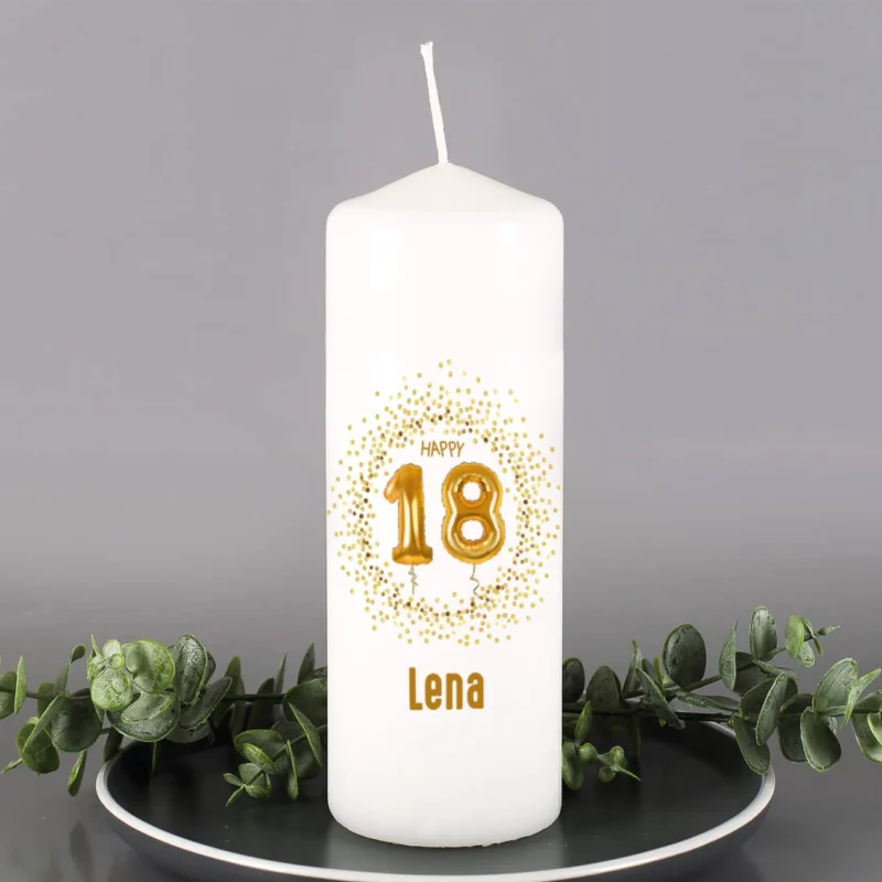 Kerze zum 18. Geburtstag mit personalisiertem Namen