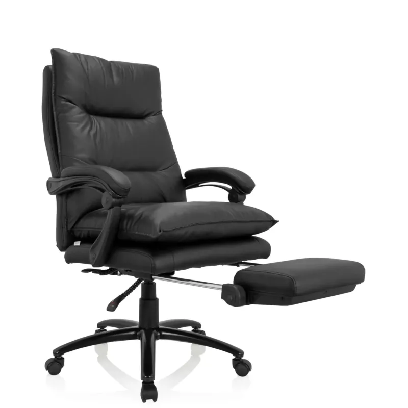 Schwarzer Homeoffice Chefsessel RELAX CL 200 aus Kunstleder mit ausziehbarer Fußstütze von MyBuero