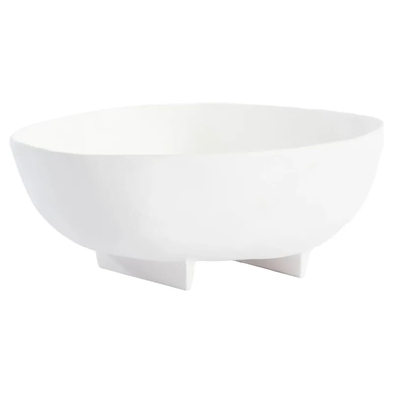 Schale auf Fuß aus Metall in Creme mit runder Form