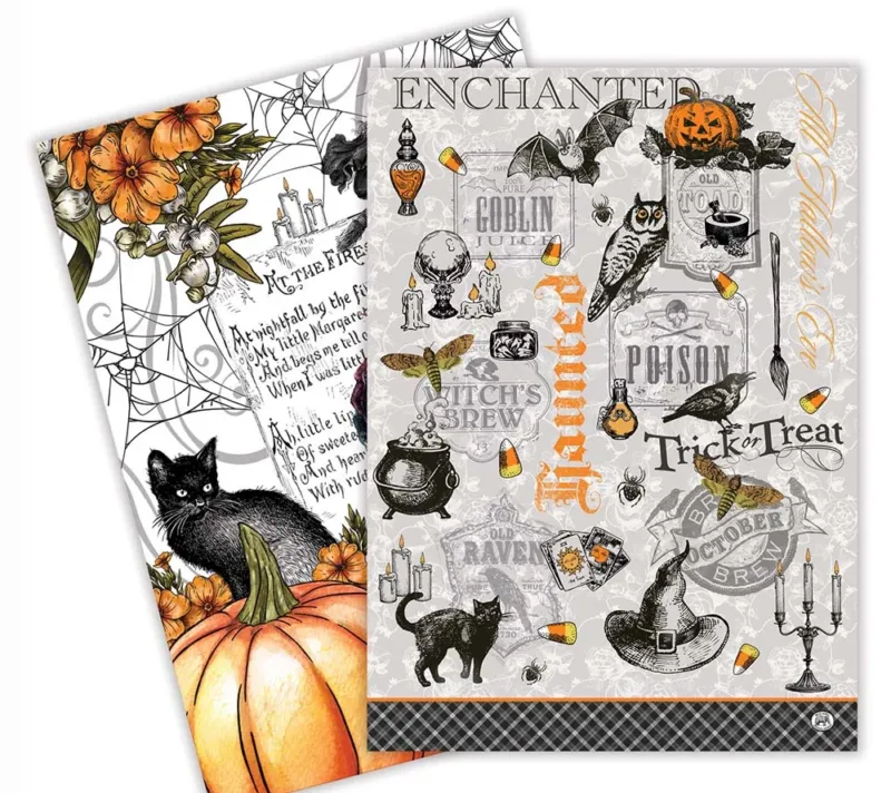 Trick or Treat Geschirrtücher-Set von Stonewall Kitchen (100 % Baumwolle) ✚ 100 % Baumwolle ✚ amerikanische Halloweendeko für die Küche oder als Geschenk ✚ Jetzt bestellen