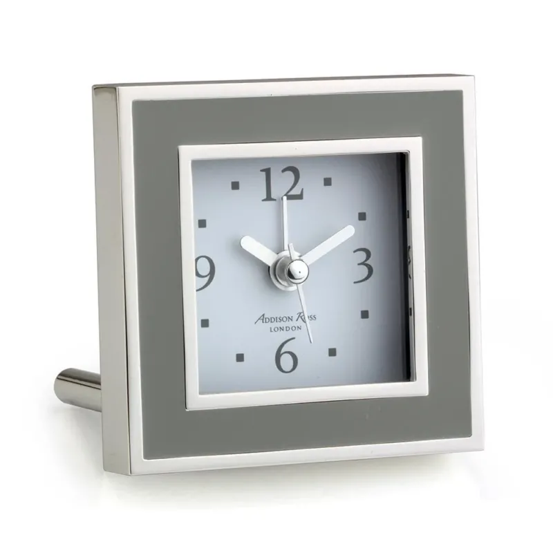 Taupe Enamel Square Alarm Clock - Addison Ross Ltd UK