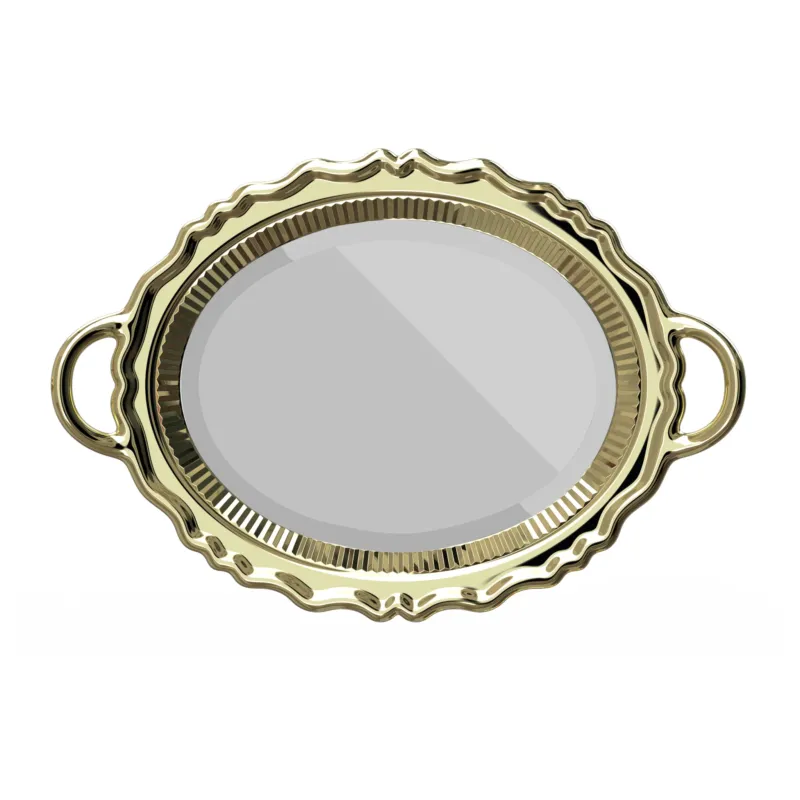 Wandspiegel PLATEAU MIROIR mit glänzender Metalloberfläche in Silber