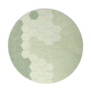 WASHABLE RUG ROUND HONEYCOMB BLUE SAGE