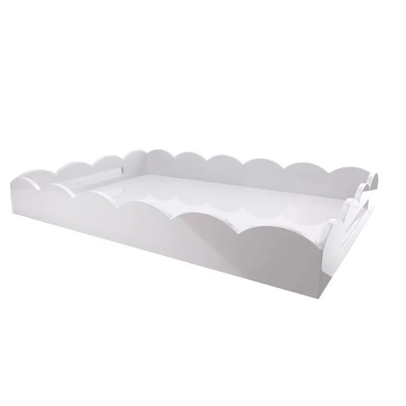 White Large Lacquered Scallop Ottoman Tray - Addison Ross Ltd UK