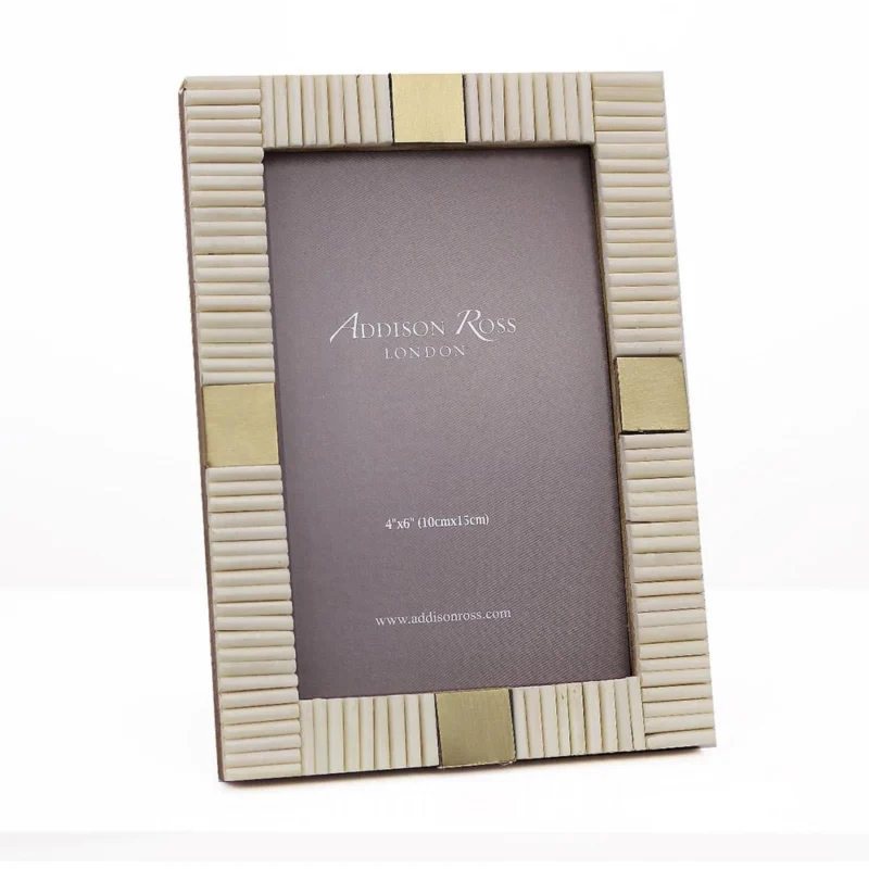 White Striped Bone 4 x 6 Photo Frame - Addison Ross Ltd UK
