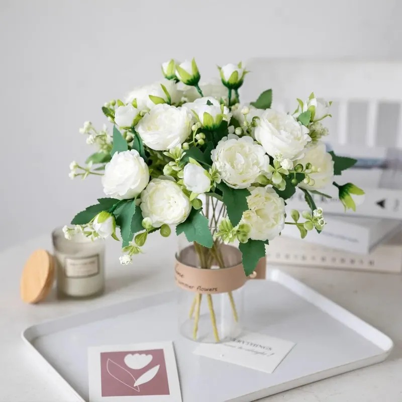 4er-Pack künstliche Pfingstrosen, 32 cm – Tischdekoration für Hochzeiten, Partys und Wohnbereich